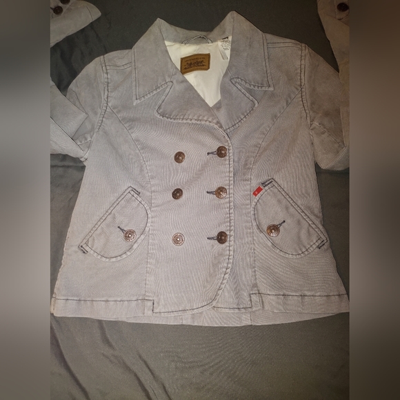 Levi's Women's denim Corduroy Double Breasted Fitted Button-Up Jacket Light Gray - Picture 3 of 6